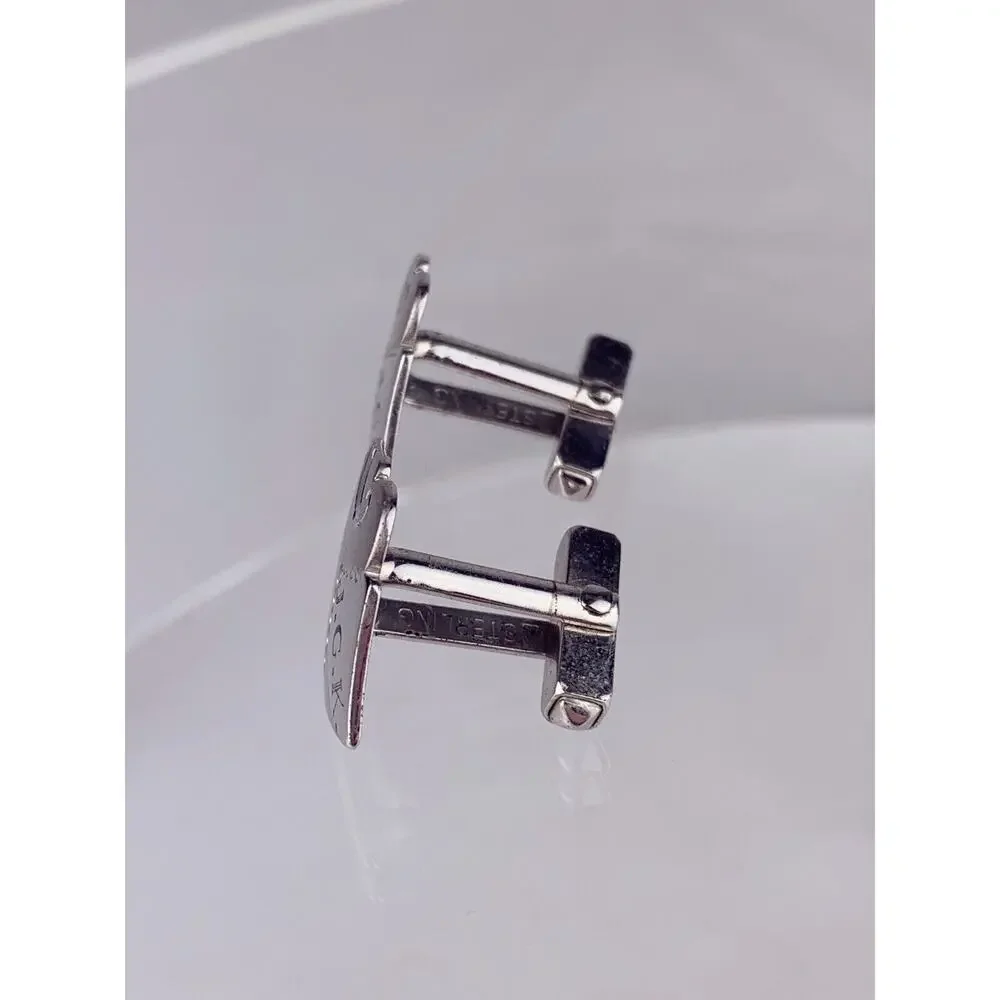 Sterling Silver J G K Monogram Cufflinks Initial Diamond Scroll Swoop Vintage K1